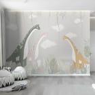 Miniatura fototapety Kolorowe dinozaury na łące we wnętrzu pokoju dziecka