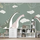 Miniatura fototapety Dinozaury wśród roślin we wnętrzu pokoju nastolatka