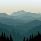 Miniatura fototapety Warstwowe pasma górskie i las