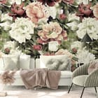 Miniatura fototapety Piwonie w odcieniach różu i bieli we wnętrzu salonu