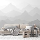 Miniatura fototapety Warstwowe Sylwetki Gór w Szarościach we wnętrzu salonu