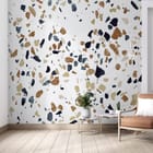 Miniatura fototapety Kolorowy wzór terrazzo na jasnym tle we wnętrzu salonu