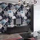 Miniatura fototapety Kwiaty i Liście na Ciemnym Tle we wnętrzu salonu