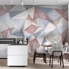 Miniatura fototapety Geometryczne wzory 3D z trójkątów we wnętrzu kuchni