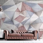 Miniatura fototapety Geometryczne wzory 3D z trójkątów we wnętrzu salonu