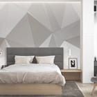 Miniatura fototapety Geometryczne wzory w szarościach we wnętrzu sypialni