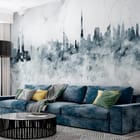 Miniatura fototapety Panorama miasta z wieżowcami we wnętrzu salonu