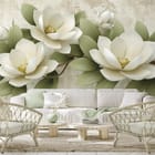 Miniatura fototapety Białe Magnolie na Gałęzi we wnętrzu salonu