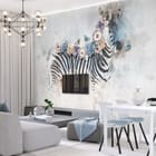 Miniatura fototapety Zebry z kwiatowym akcentem we wnętrzu salonu