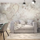 Miniatura fototapety Stara mapa świata z kontynentami we wnętrzu pokoju nastolatka