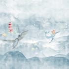 Miniatura fototapety Wieloryby w Oceanie z Latarnią