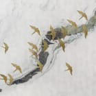 Miniatura fototapety Złote ptaki na marmurze