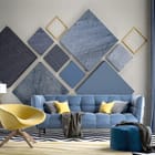 Miniatura fototapety Geometryczne kształty na ścianie we wnętrzu salonu