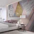 Miniatura fototapety Geometryczne kształty i tekstury we wnętrzu sypialni