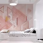 Miniatura fototapety Geometryczne Trójkąty Pastelowe we wnętrzu pokoju nastolatka