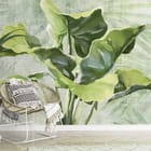 Miniatura fototapety Zielone liście na jasnym tle we wnętrzu przedpokoju