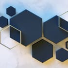 Miniatura fototapety Ciemne sześciokąty na marmurze