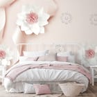 Miniatura fototapety Kwiaty lotosu i wstążki 3D we wnętrzu sypialni