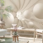 Miniatura fototapety Białe kule w spiralnym tunelu we wnętrzu salonu