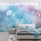 Miniatura fototapety Abstrakcyjne Plamy Akwarelowe we wnętrzu sypialni