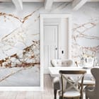 Miniatura fototapety Biały marmur z brązowymi żyłkami we wnętrzu kuchni