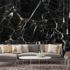 Miniatura fototapety Czarny marmur z białymi żyłkami we wnętrzu salonu