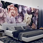 Miniatura fototapety Kwiaty Piwonii w Różu i Fiolecie we wnętrzu sypialni