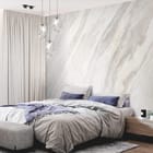 Miniatura fototapety Jasne Smugi Marmuru we wnętrzu sypialni