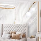 Miniatura fototapety Biała powierzchnia z szarymi żyłkami we wnętrzu sypialni