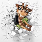 Miniatura fototapety Żyrafa w okularach na ścianie