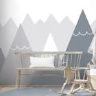Miniatura fototapety Geometryczne góry w szarościach we wnętrzu pokoju dziecka