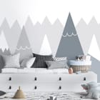 Miniatura fototapety Geometryczne góry w szarościach we wnętrzu pokoju nastolatka