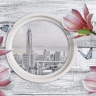 Miniatura fototapety Magnolie na tle miasta