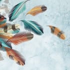 Miniatura fototapety Kolorowe pióra na jasnym tle