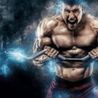 Miniatura fototapety Muskularny mężczyzna z hantlami