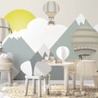 Miniatura fototapety Balony nad górami dla dzieci we wnętrzu pokoju nastolatka