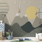 Miniatura fototapety Balony nad górami dla dzieci we wnętrzu pokoju nastolatka