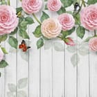 Miniatura fototapety Różowe kwiaty na drewnie