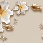 Miniatura fototapety Kwiaty 3D z Złotymi Akcentami