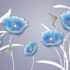 Miniatura fototapety Niebieskie kwiaty na szarym tle