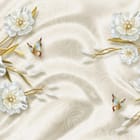 Miniatura fototapety Białe kwiaty z perłami i złotymi liśćmi