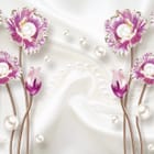 Miniatura fototapety Kwiaty z Perłami na Jedwabnym Tle