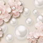 Miniatura fototapety Kwiaty z Perłami na Beżowym Tle