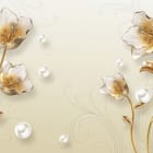 Miniatura fototapety Złote kwiaty na jasnym tle