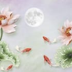 Miniatura fototapety Kwiaty lotosu i księżyc