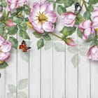 Miniatura fototapety Różowe kwiaty na drewnie