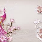 Miniatura fototapety Różowy paw na klasycznej kolumnie