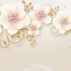 Miniatura fototapety Elegancja 3D z kwiatami i liśćmi