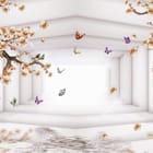 Miniatura fototapety 3D tunel z kwiatami wiśni