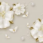 Miniatura fototapety Eleganckie białe kwiaty z liśćmi